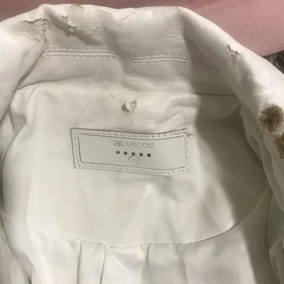 FAUX WHITE EMBROIDERED LEATHER JACKET - Picture 7 of 7